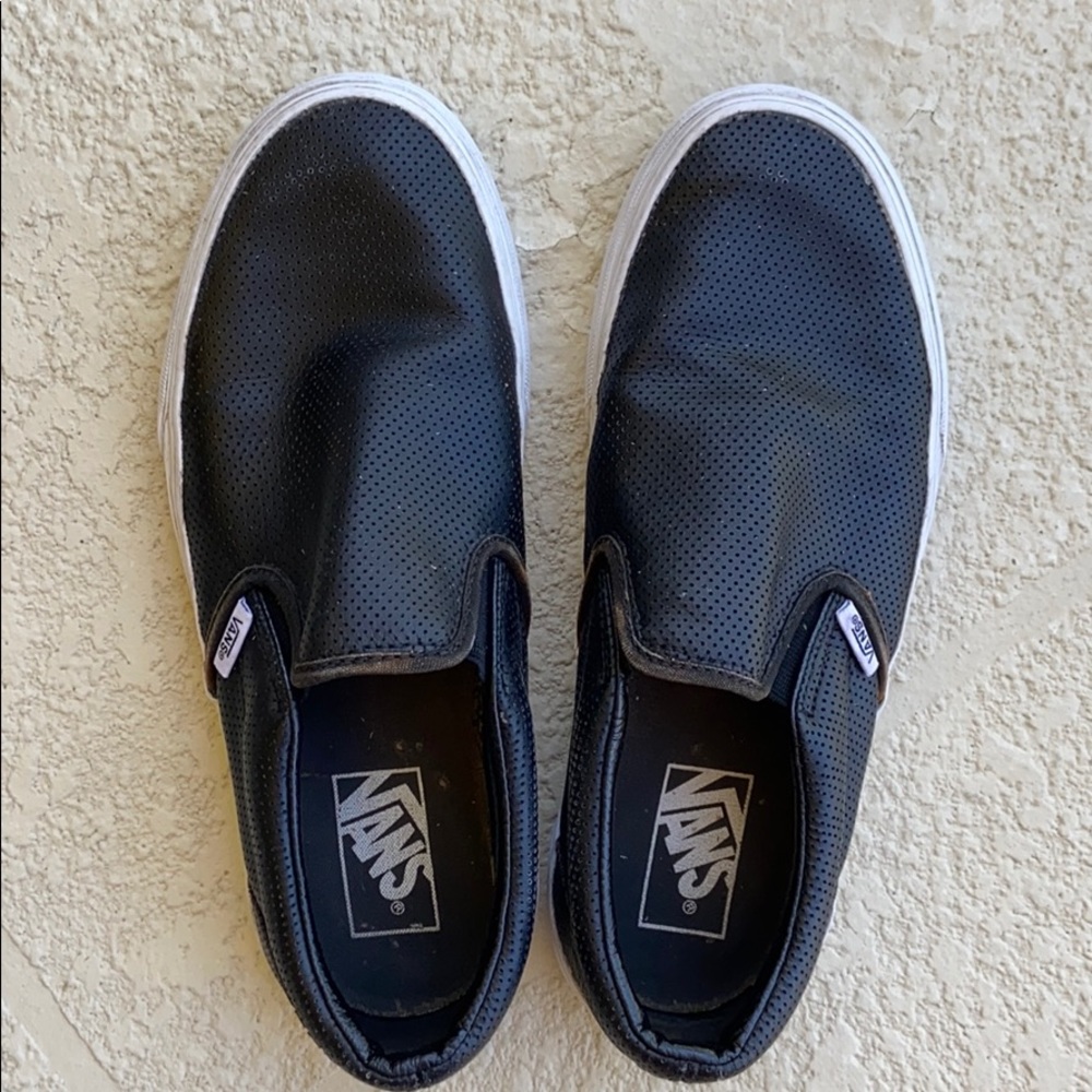 VANS LEATHER SLIP ONS